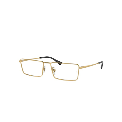 Shop Ray Ban Eyeglasses Unisex Emy Optics - Gold Frame Clear Lenses Polarized 56-17