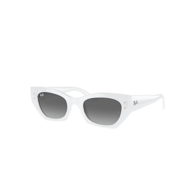 Shop Ray Ban Sunglasses Unisex Zena Bio-based - White Snow Frame Grey Lenses 52-22