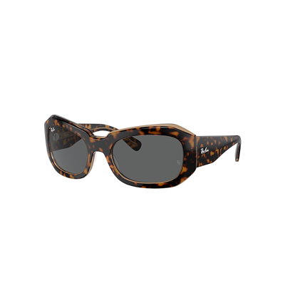 Shop Ray Ban Sunglasses Unisex Beate - Havana On Transparent Brown Frame Grey Lenses 56-20