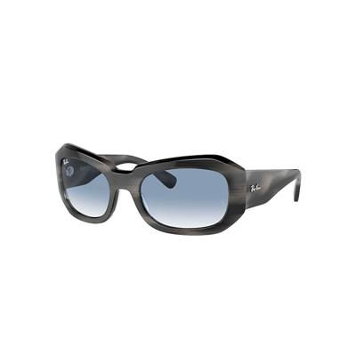 Ray Ban Beate Sunglasses Striped Grey Frame Blue Lenses 56-20 In Striped Grey