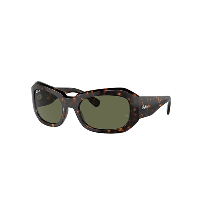 Shop Ray Ban Sunglasses Unisex Beate - Havana Frame Green Lenses Polarized 56-20