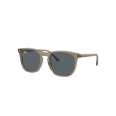 Shop Ray Ban Sunglasses Unisex Rb2210 - Transparent Brown Frame Blue Lenses 53-21