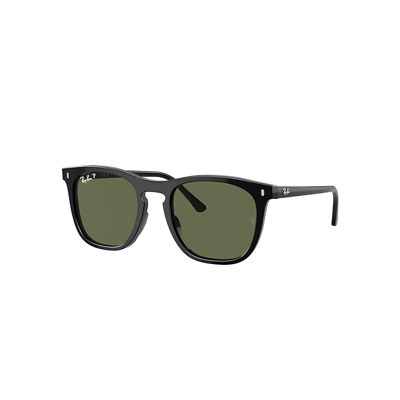 Shop Ray Ban Sunglasses Unisex Rb2210 - Black Frame Green Lenses Polarized 53-21