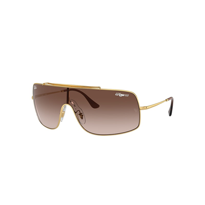 Shop Ray Ban Sunglasses Unisex Wings Iii - Gold Frame Brown Lenses 01-36