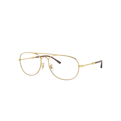 Shop Ray Ban Eyeglasses Unisex Bain Bridge Optics - Gold Frame Clear Lenses Polarized 55-17