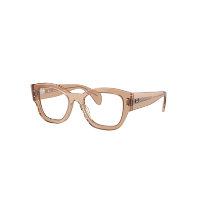 Ray Ban Jorge Optics Eyeglasses Transparent Light Brown Frame Clear Lenses Polarized 52-20 In Transparent Light Brown