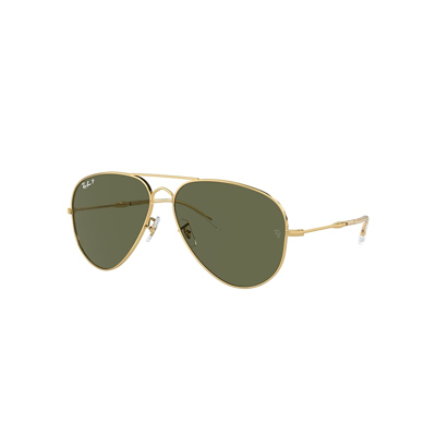 Shop Ray Ban Sunglasses Unisex Old Aviator - Gold Frame Green Lenses Polarized 58-14