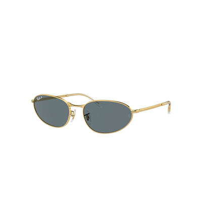 Shop Ray Ban Sunglasses Unisex Rb3734 - Gold Frame Blue Lenses Polarized 59-18
