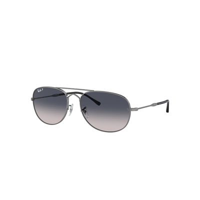Shop Ray Ban Sunglasses Unisex Bain Bridge - Gunmetal Frame Blue Lenses Polarized 60-17