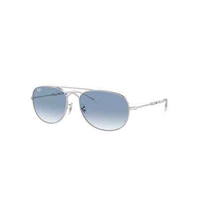 Shop Ray Ban Sunglasses Unisex Bain Bridge - Silver Frame Blue Lenses 57-17