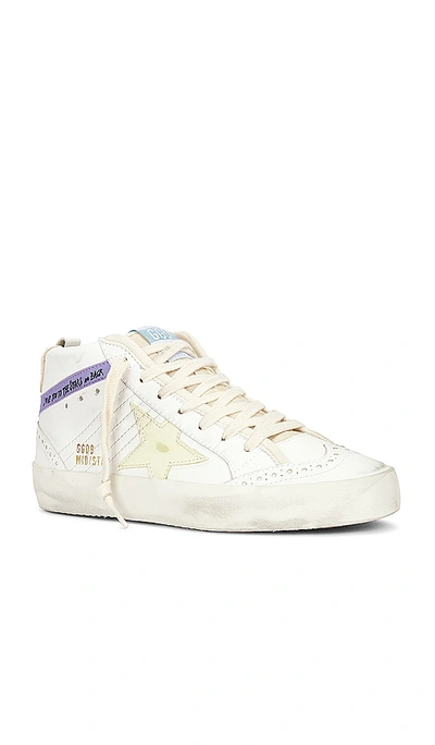 Golden Goose Mid Star Sneaker In White  Beige  Light Yellow  & Light Purp