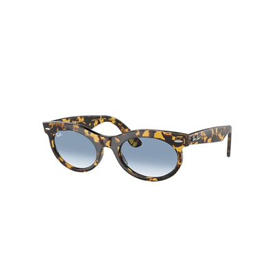 Shop Ray Ban Wayfarer Oval Sunglasses Yellow Havana Frame Blue Lenses 53-22