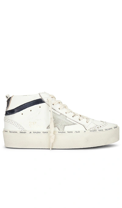 Golden Goose Mid Star High-top Sneakers In White  Ice  Blue  & Silver