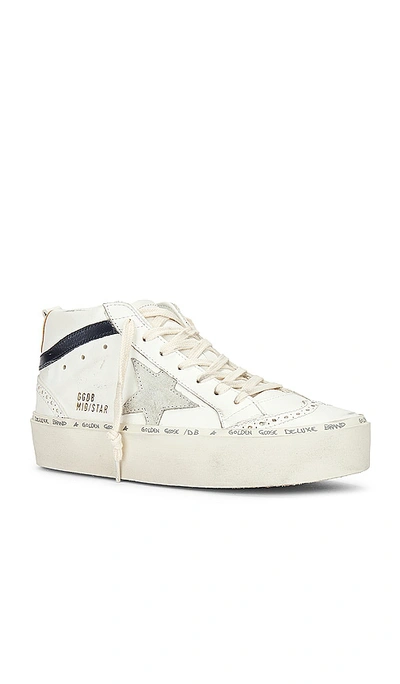 Golden Goose Mid Star High-top Sneakers In White  Ice  Blue  & Silver