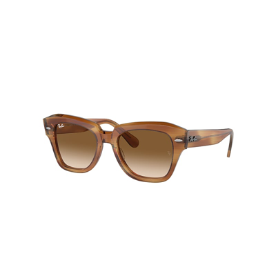 Shop Ray Ban Sunglasses Unisex State Street - Striped Brown Frame Brown Lenses 52-20