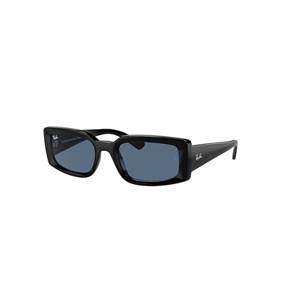 Shop Ray Ban Sunglasses Unisex Kiliane Bio-based - Black Frame Blue Lenses 54-21