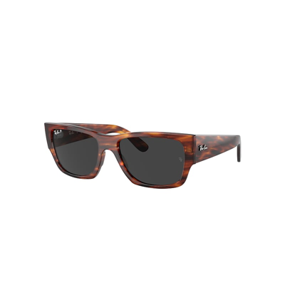 Shop Ray Ban Sunglasses Unisex Carlos - Striped Havana Frame Black Lenses Polarized 56-18