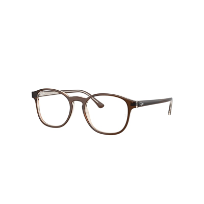 Ray Ban Rb5417 Optics Eyeglasses Brown On Transparent Light Brown Frame Clear Lenses Polarized 52-19 In Brown On Transparent Light Brown