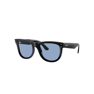 Ray Ban Wayfarer Reverse Sunglasses Black Frame Blue Lenses 50-22 In Black