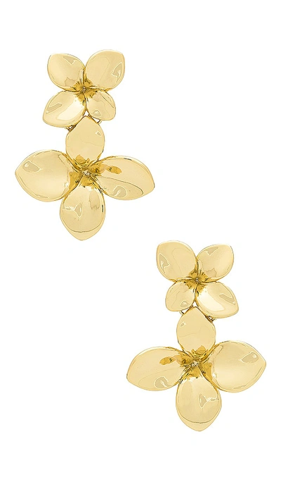 Shop By Adina Eden Double Flower Drop Stud Earring In 金色