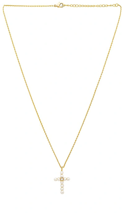 By Adina Eden Pearl X Cz Cross Pendant Necklace In 金色