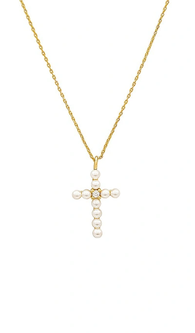 Shop By Adina Eden Pearl X Cz Cross Pendant Necklace In 金色