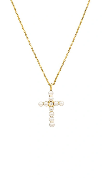 By Adina Eden Pearl X Cz Cross Pendant Necklace In 金色