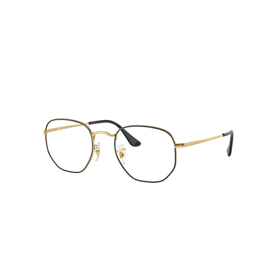 Shop Ray Ban Eyeglasses Unisex Hexagonal Optics - Gold Frame Clear Lenses Polarized 54-21