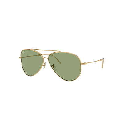 Shop Ray Ban Sunglasses Unisex Aviator Reverse - Gold Frame Green Lenses 62-11