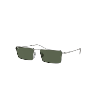 Shop Ray Ban Sunglasses Unisex Emy Bio-based - Silver Frame Green Lenses Polarized 56-17