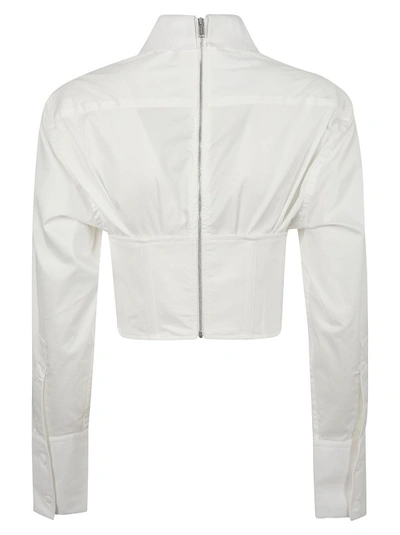 Shop Dion Lee Cropped Corset-style Shirt In White