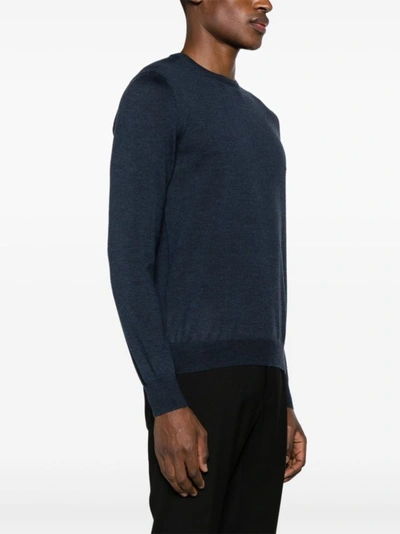 Shop Tagliatore Navy Blue Knitted Sweater