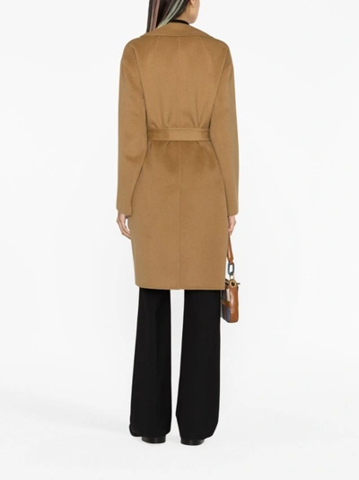 Shop Pinko Camel Brown Belted Single-breasted Coat