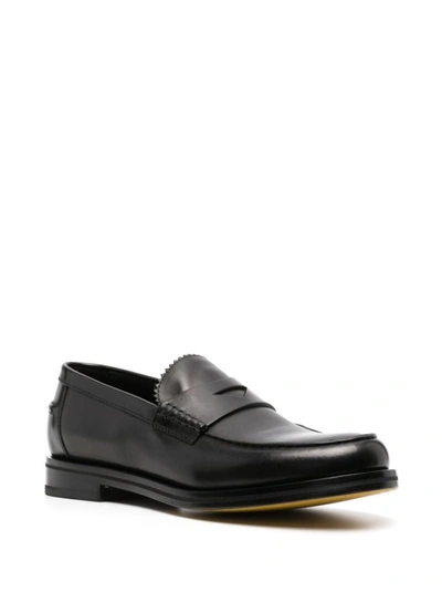Shop Doucal's Slip-on Leather Penny Loafers In Black