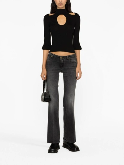 Shop Pinko Black Cut-out Ribbed-knit Top