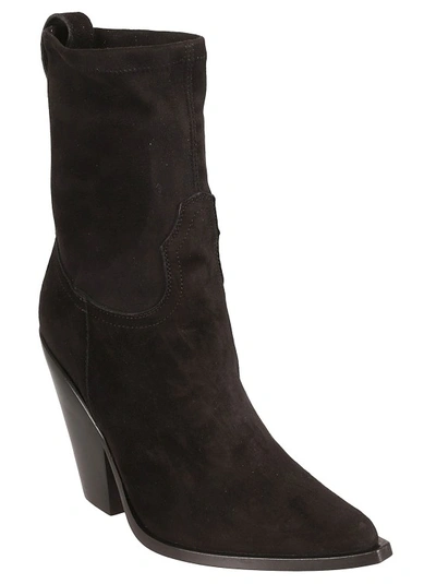Shop Sonora Black 100mm Pointed-toe Suede Boots