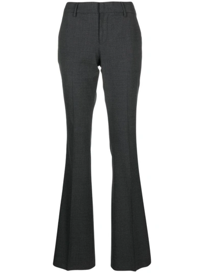 Shop Pt Torino Anthracite Grey Virgin Wool Stretch Flared Trouser In Black