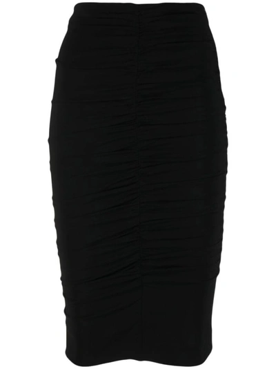 Shop Pinko Black Draped-design Pencil Skirt