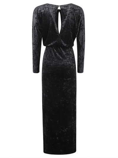 Shop P.a.r.o.s.h Velvet Long-sleeve Maxi Dress In Black