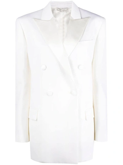 Shop Rev White Virgin Wool Double-breasted Coat