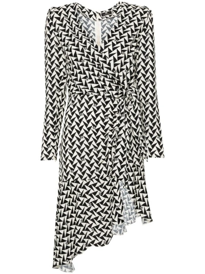 Shop Elisabetta Franchi Monogram Dress In Grey