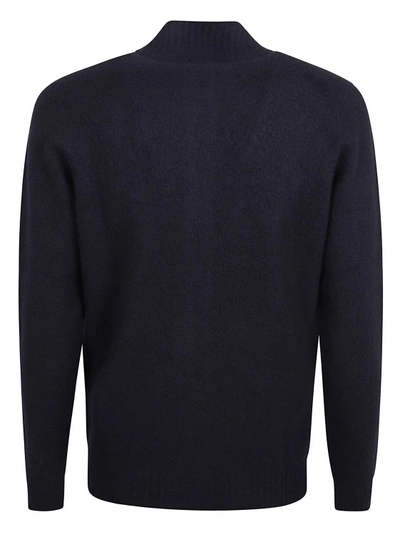 Shop Drumohr Navy-blue Zip-up Cardigan In Black