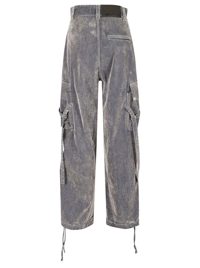 Shop Msgm Flock Denim Cargo Jeans In Grey
