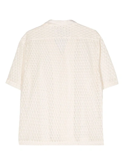 Shop Lardini Ivory White Cotton Blend Shirt In Neutrals