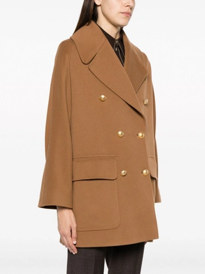Shop Tagliatore Double-breasted Coat In Brown