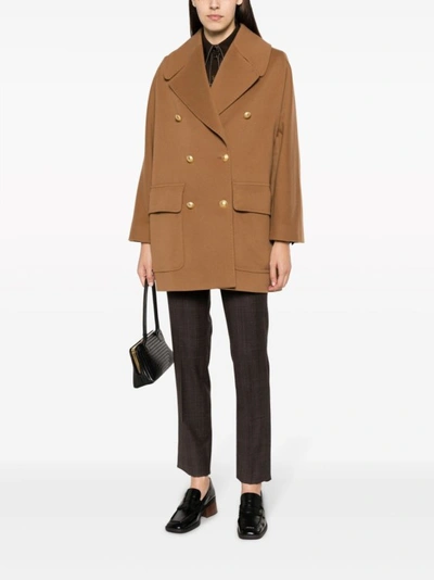 Shop Tagliatore Double-breasted Coat In Brown