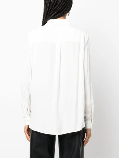 Shop Pinko Off-white Chest-pockets Long-sleeve Shirt