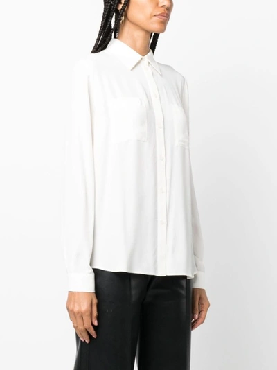 Shop Pinko Off-white Chest-pockets Long-sleeve Shirt