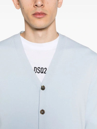 Shop Dsquared2 Sky Blue Cotton Cardigan In White