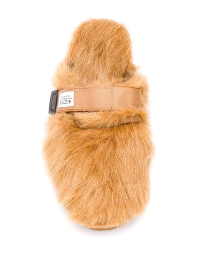 Shop Suicoke Zavo Faux Fur Slippers In Orange